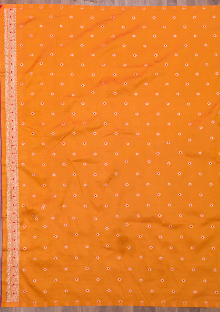 Orange Zariwork Art Silk Saree-Koskii