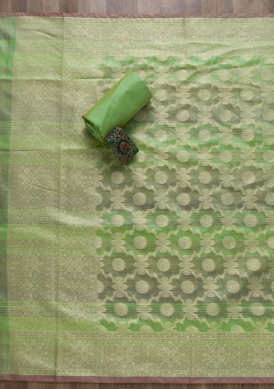 Orange Zariwork Banarasi Unstitched Salwar Suit-Koskii