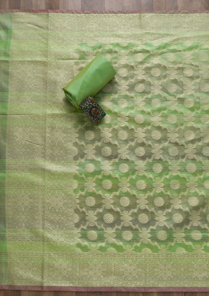 Orange Zariwork Banarasi Unstitched Salwar Suit-Koskii