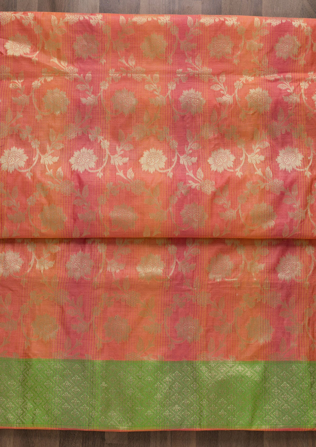 Orange Zariwork Banarasi Unstitched Salwar Suit-Koskii