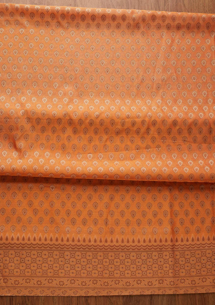 Orange Zariwork Banarasi Designer Unstitched Salwar Suit - koskii