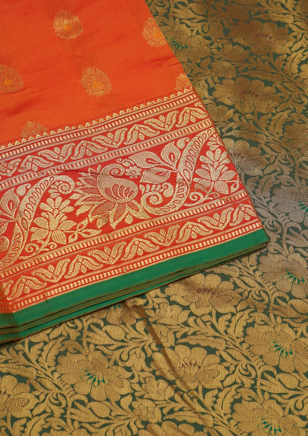 Orange Zariwork Banarasi Saree - Koskii