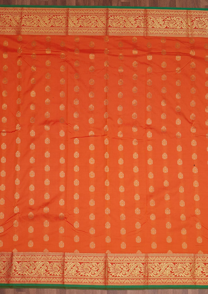 Orange Zariwork Banarasi Saree - Koskii