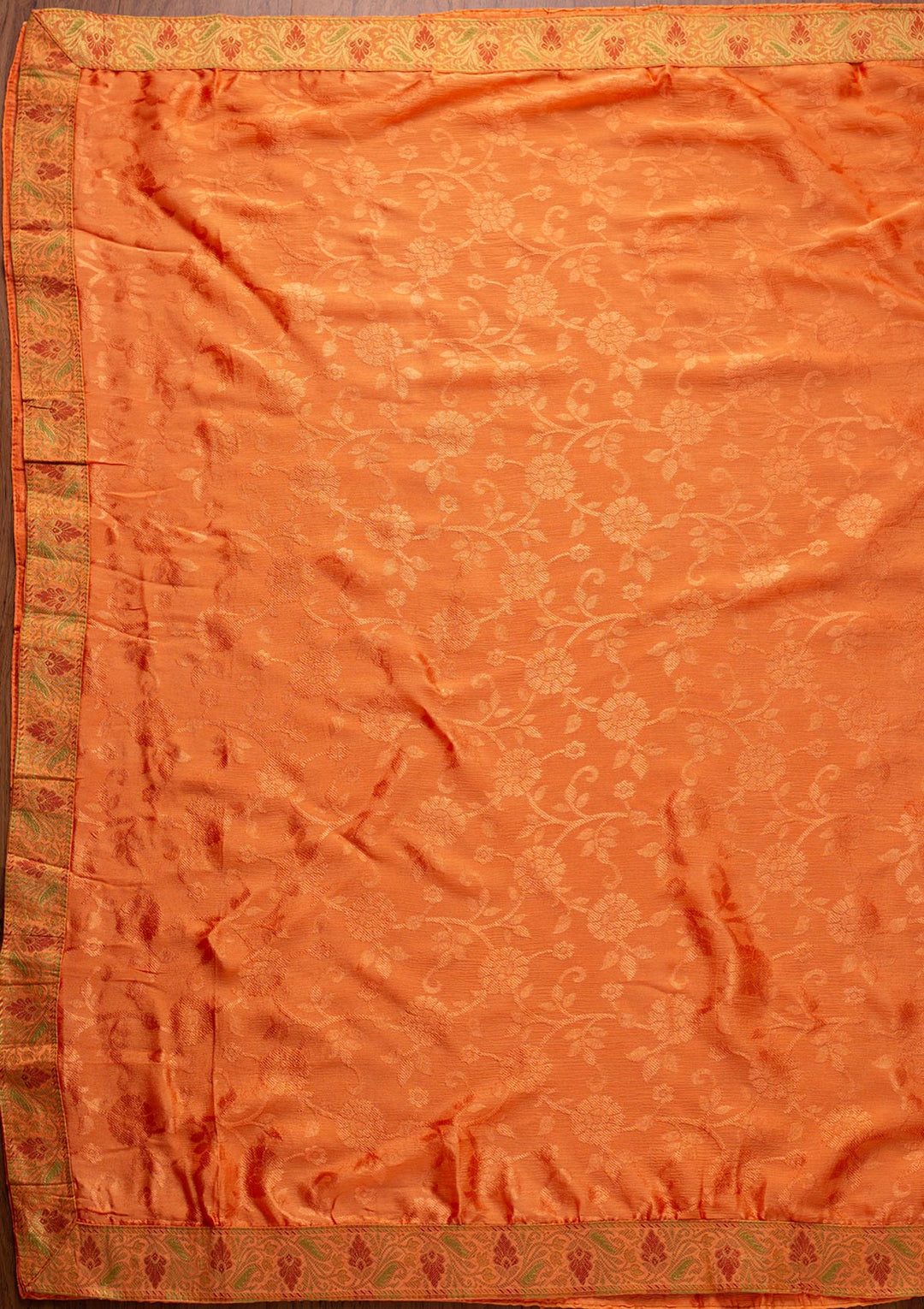 Orange Zariwork Brocade Designer Unstitched Salwar Suit - koskii