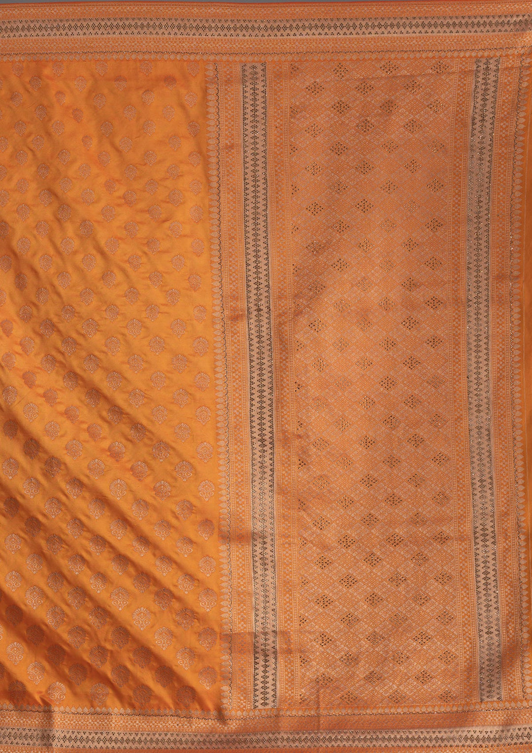 Orange Zariwork Brocade Saree-Koskii
