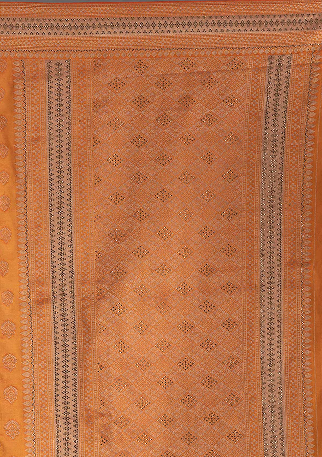 Orange Zariwork Brocade Saree-Koskii