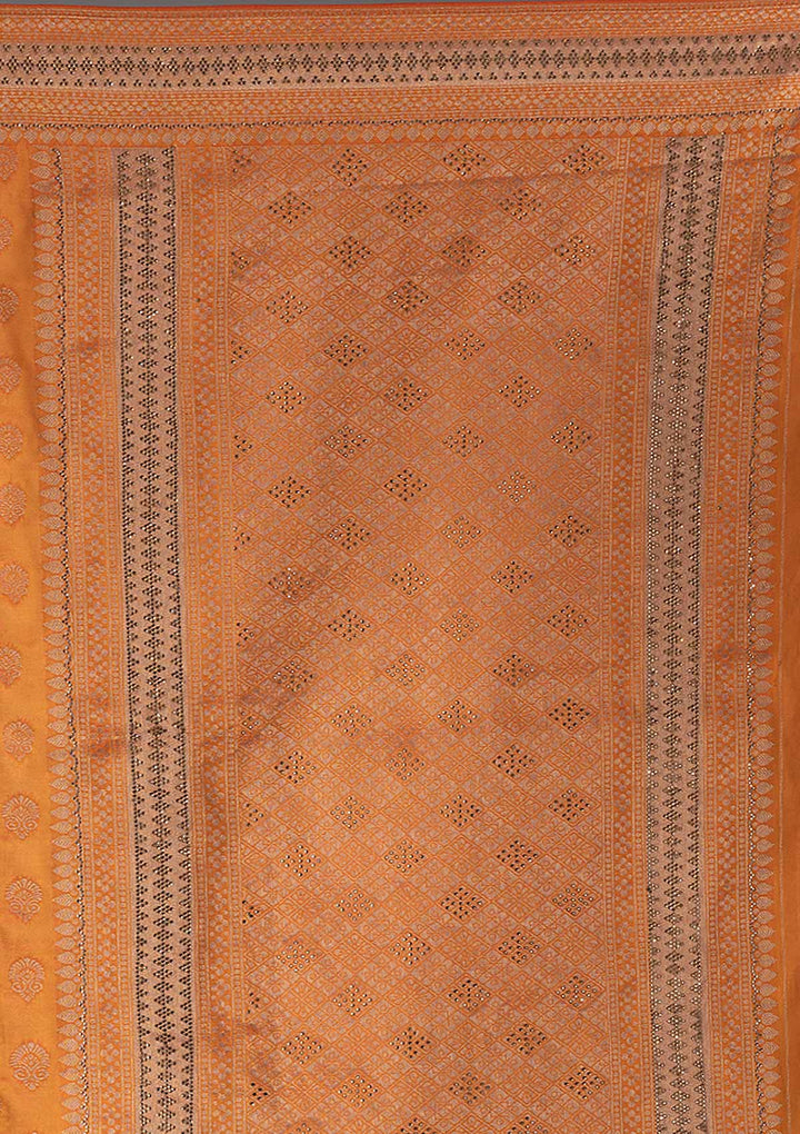 Orange Zariwork Brocade Saree-Koskii
