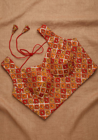 Orange Zariwork Georgette Blouse-Koskii