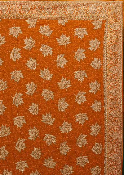 Orange Zariwork Georgette Designer Saree - Koskii