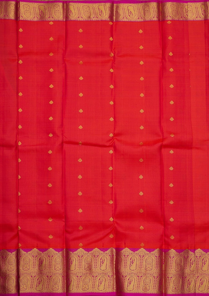 Orange Zariwork Pure Silk Designer Saree - koskii