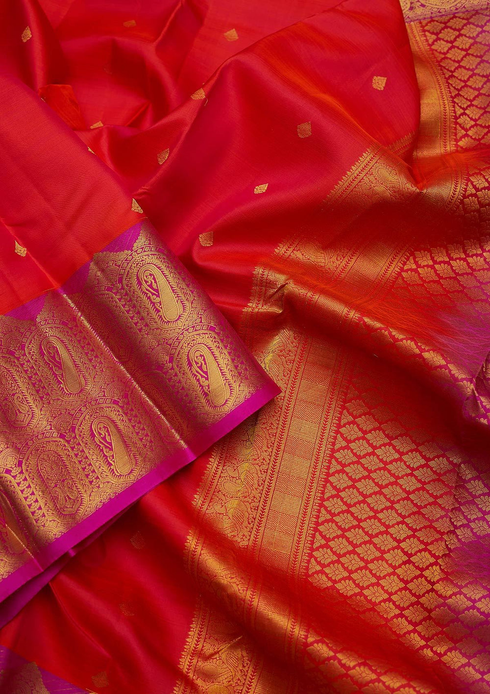 Orange Zariwork Pure Silk Designer Saree - koskii