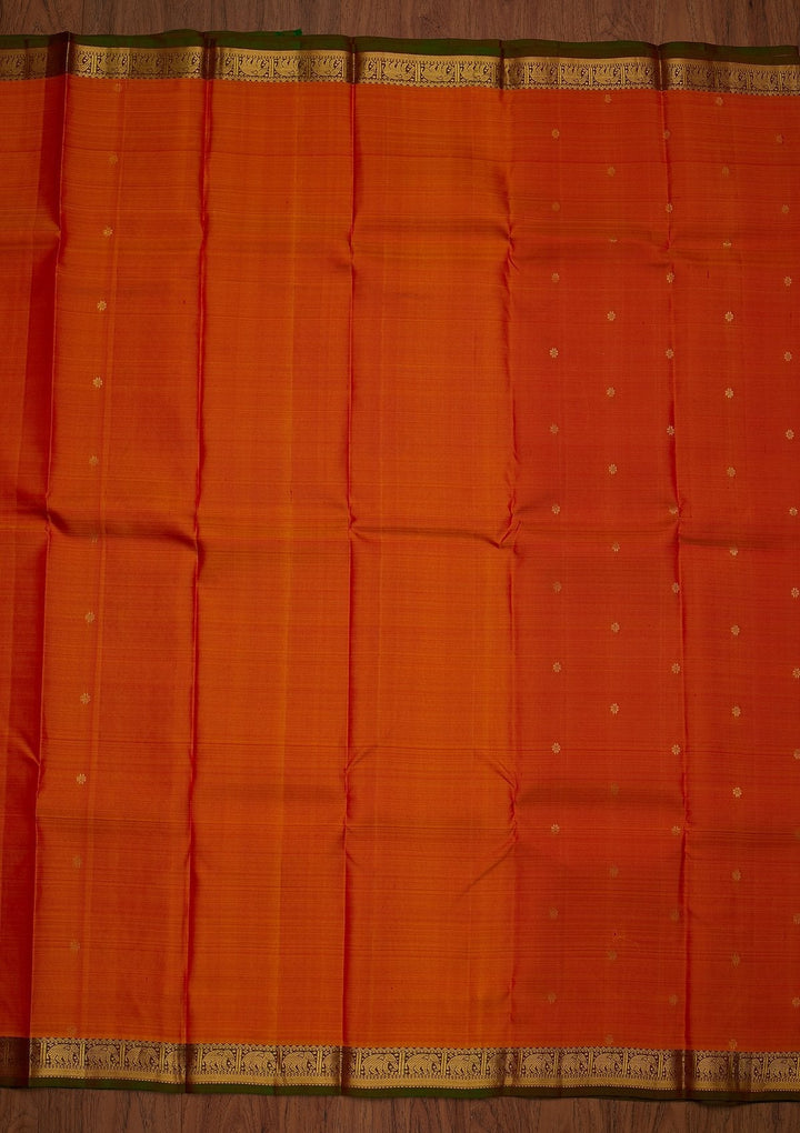 Orange Zariwork Pure Silk Designer Saree - koskii