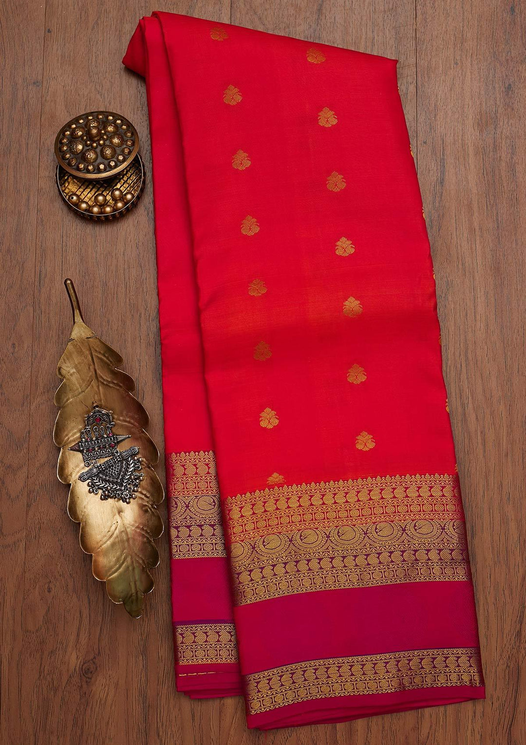 Orange Zariwork Pure Silk Designer Saree - koskii