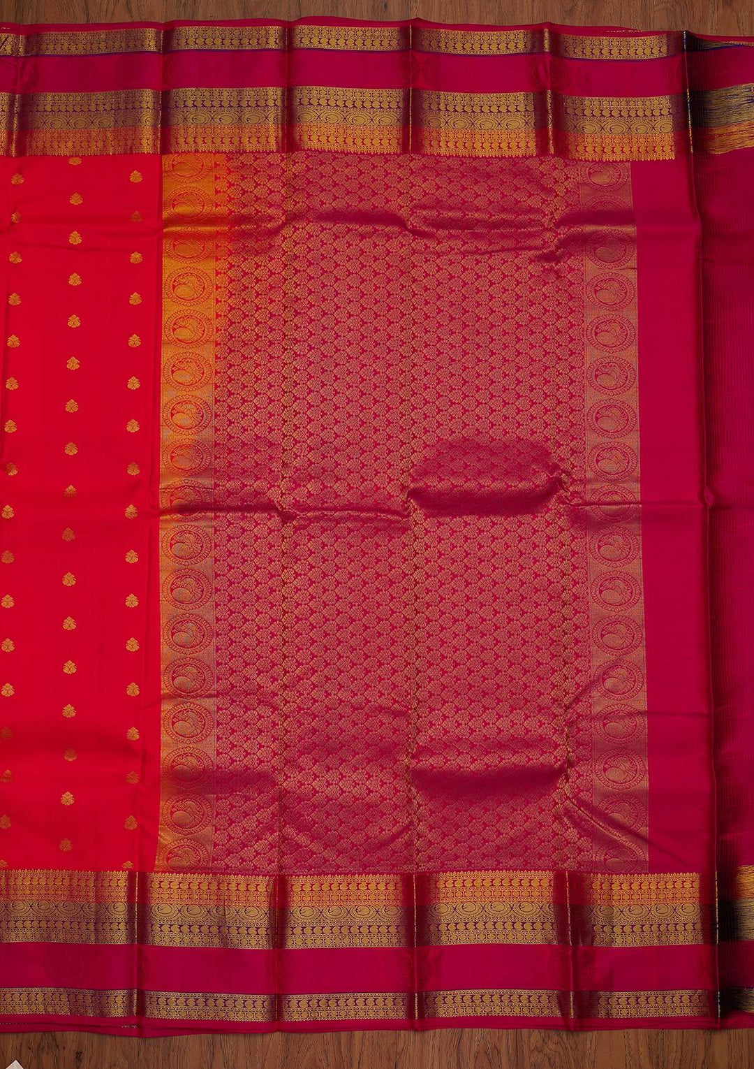 Orange Zariwork Pure Silk Designer Saree - koskii