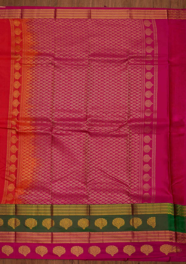 Orange Zariwork Pure Silk Designer Saree - koskii