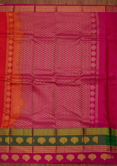 Orange Zariwork Pure Silk Designer Saree - koskii