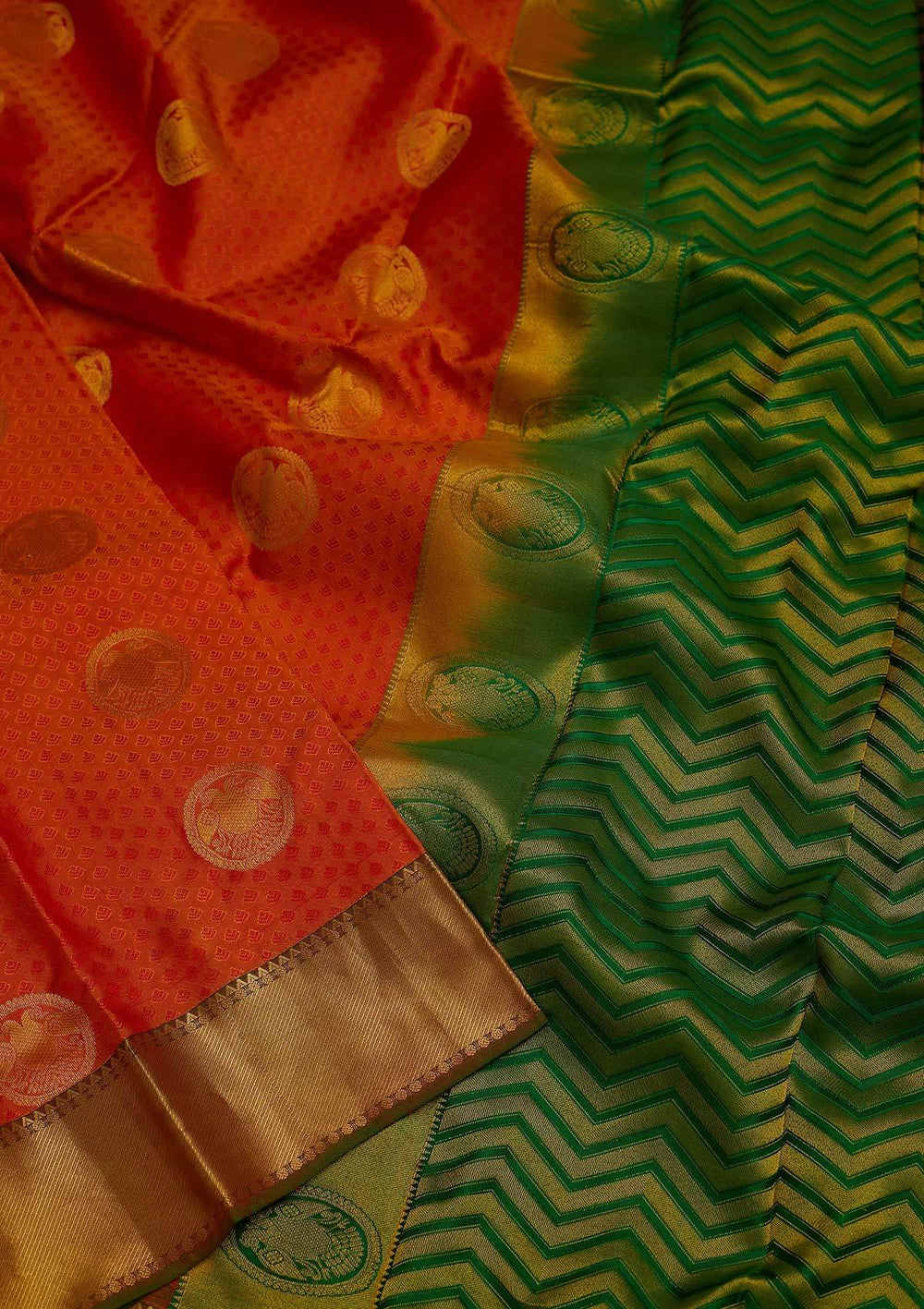 Orange Zariwork Pure Silk Designer Saree - koskii