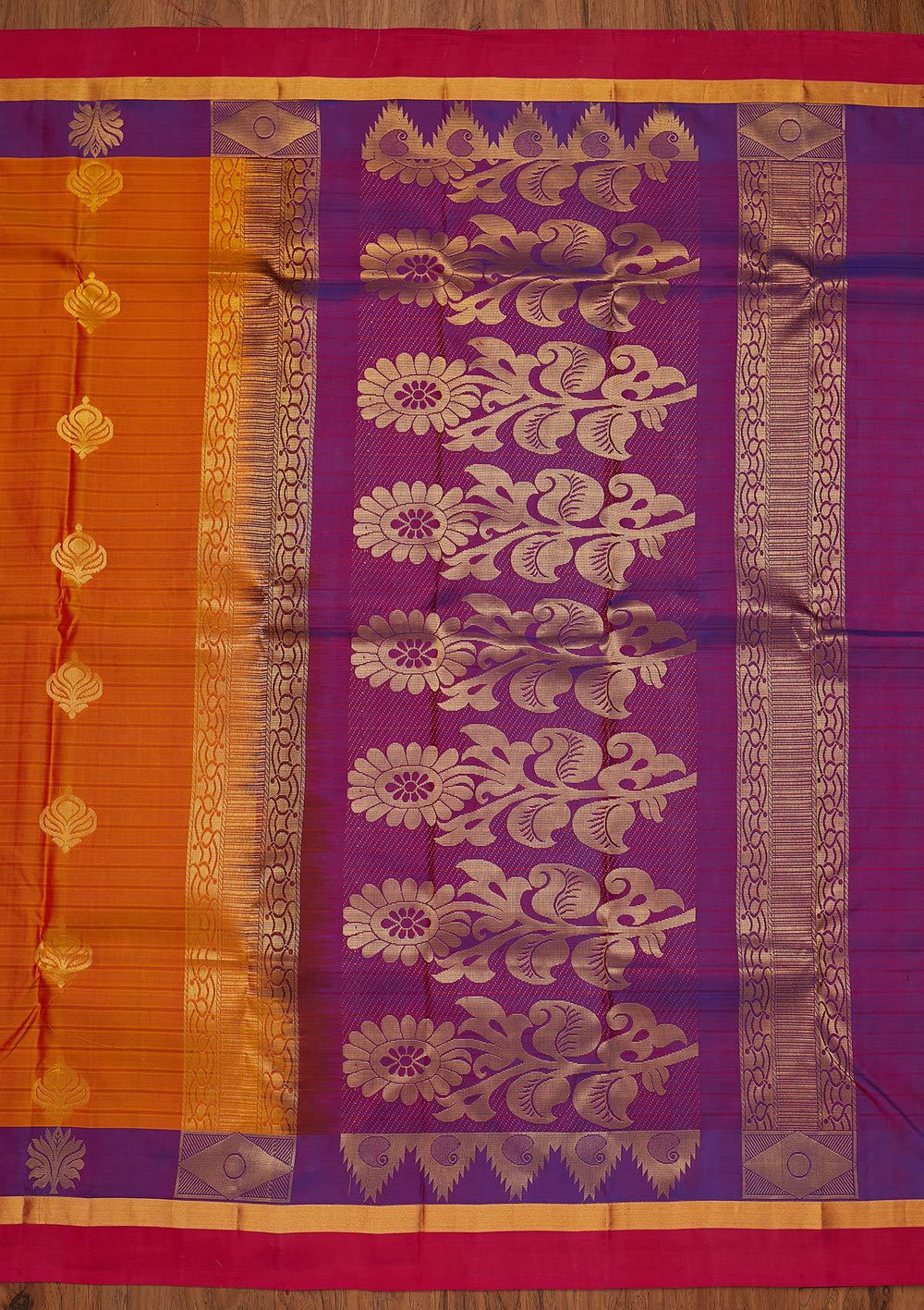 Orange Zariwork Pure Silk Designer Saree - koskii