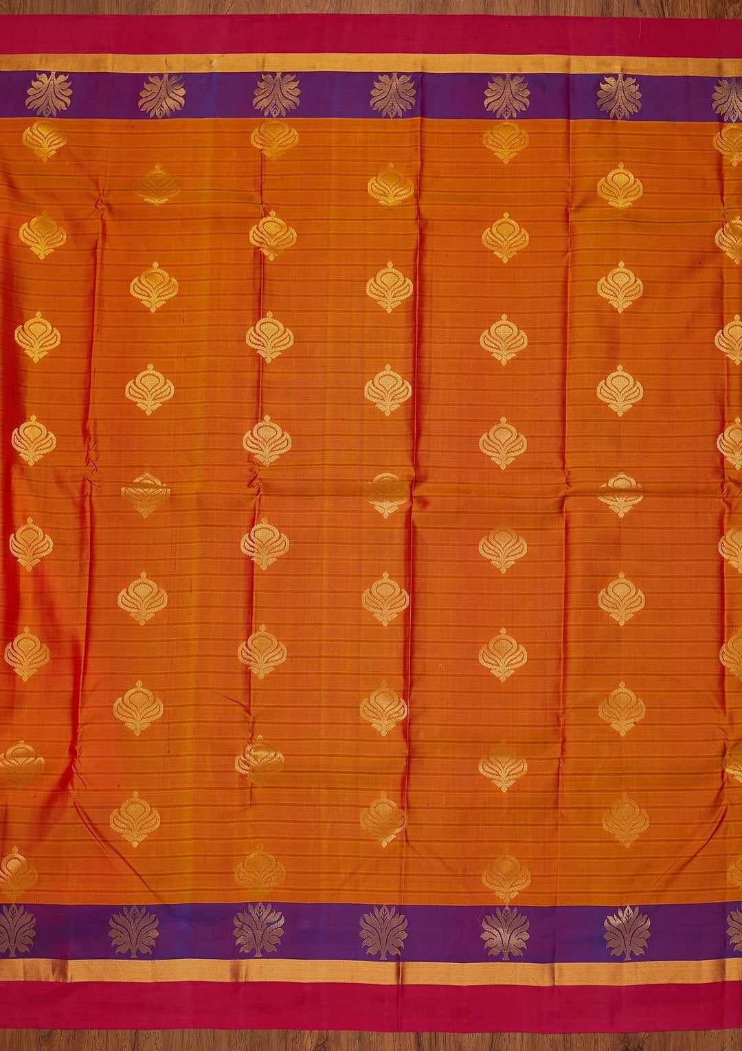 Orange Zariwork Pure Silk Designer Saree - koskii