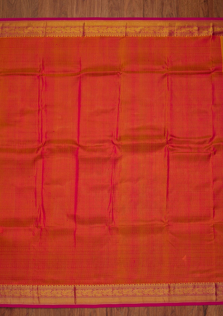Orange Zariwork Pure Silk Designer Saree - koskii