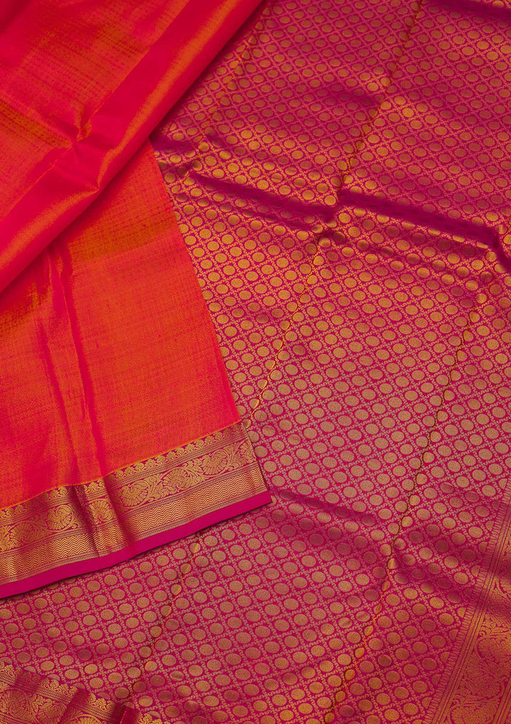 Orange Zariwork Pure Silk Designer Saree - koskii