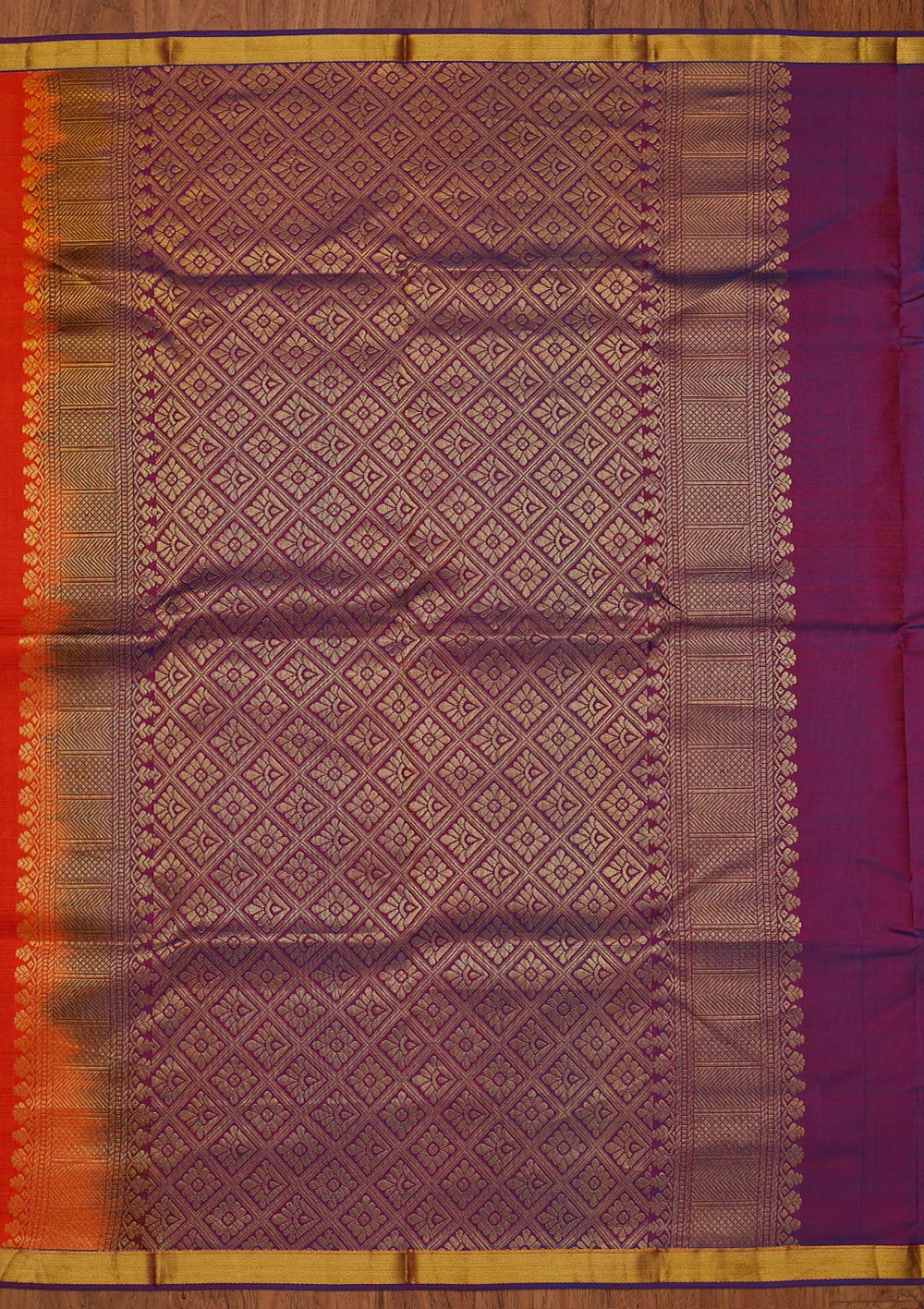 Orange Zariwork Pure Silk Designer Saree - koskii