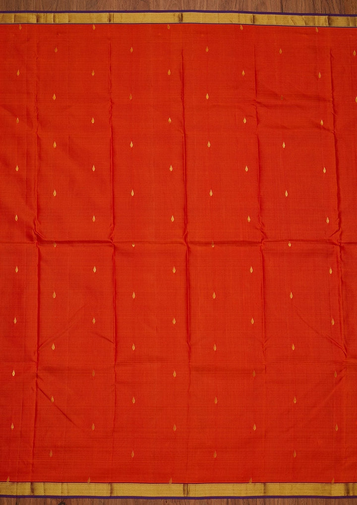 Orange Zariwork Pure Silk Designer Saree - koskii