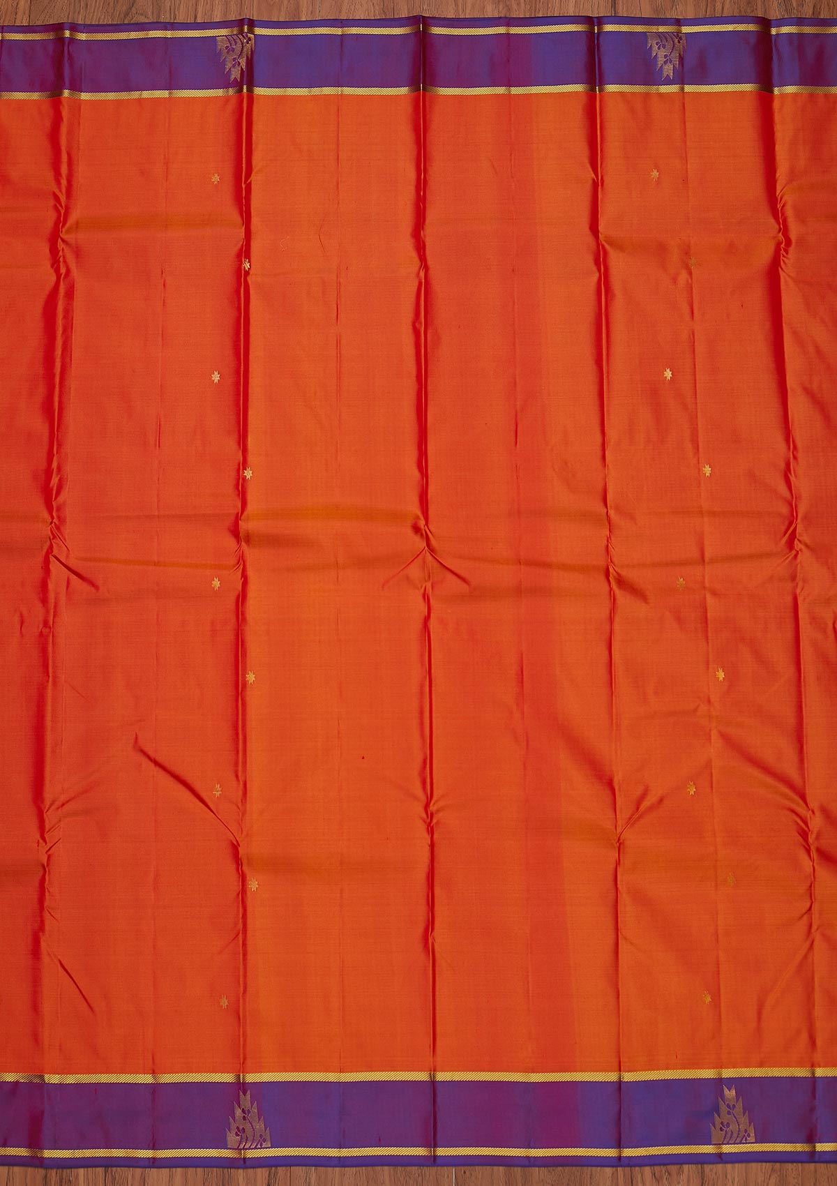 Orange Zariwork Pure Silk Designer Unstitched Saree - Koskii