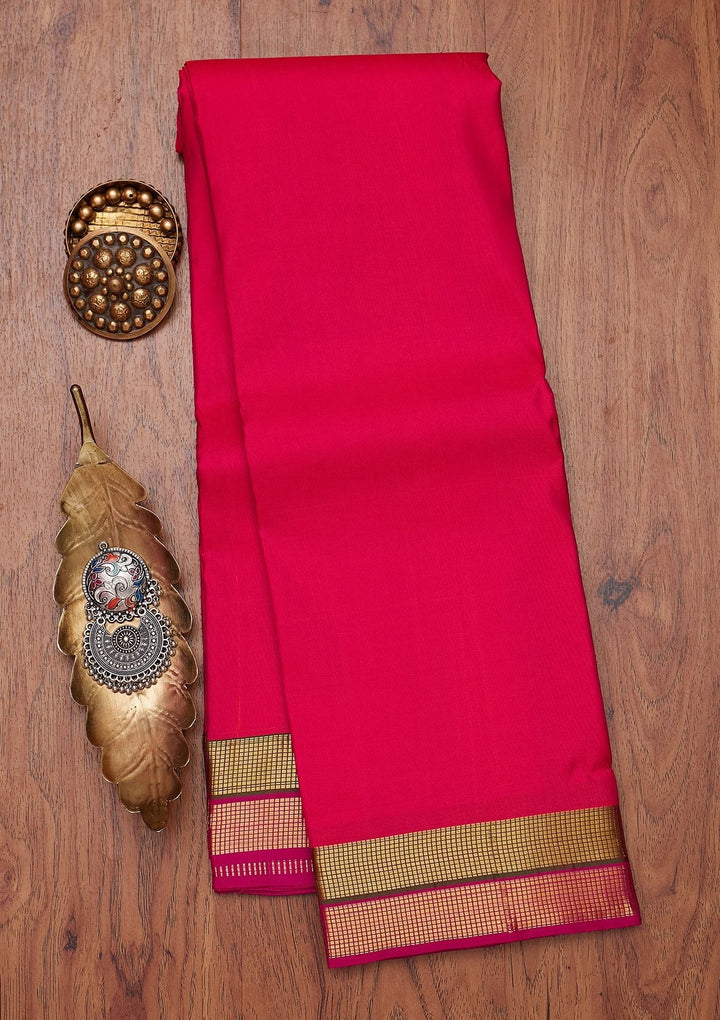 Orange Zariwork Pure Silk Designer Unstitched Saree - Koskii