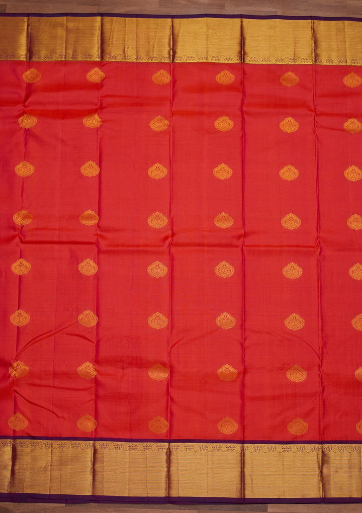 Orange Zariwork Pure Silk Designer Saree - Koskii