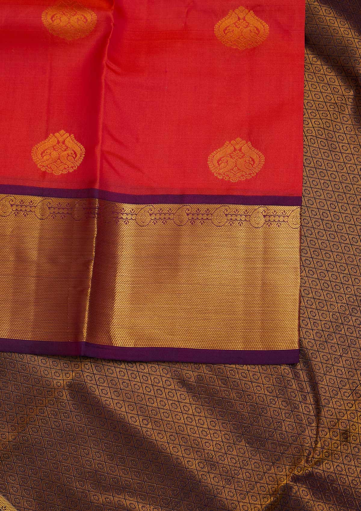 Orange Zariwork Pure Silk Designer Saree - Koskii