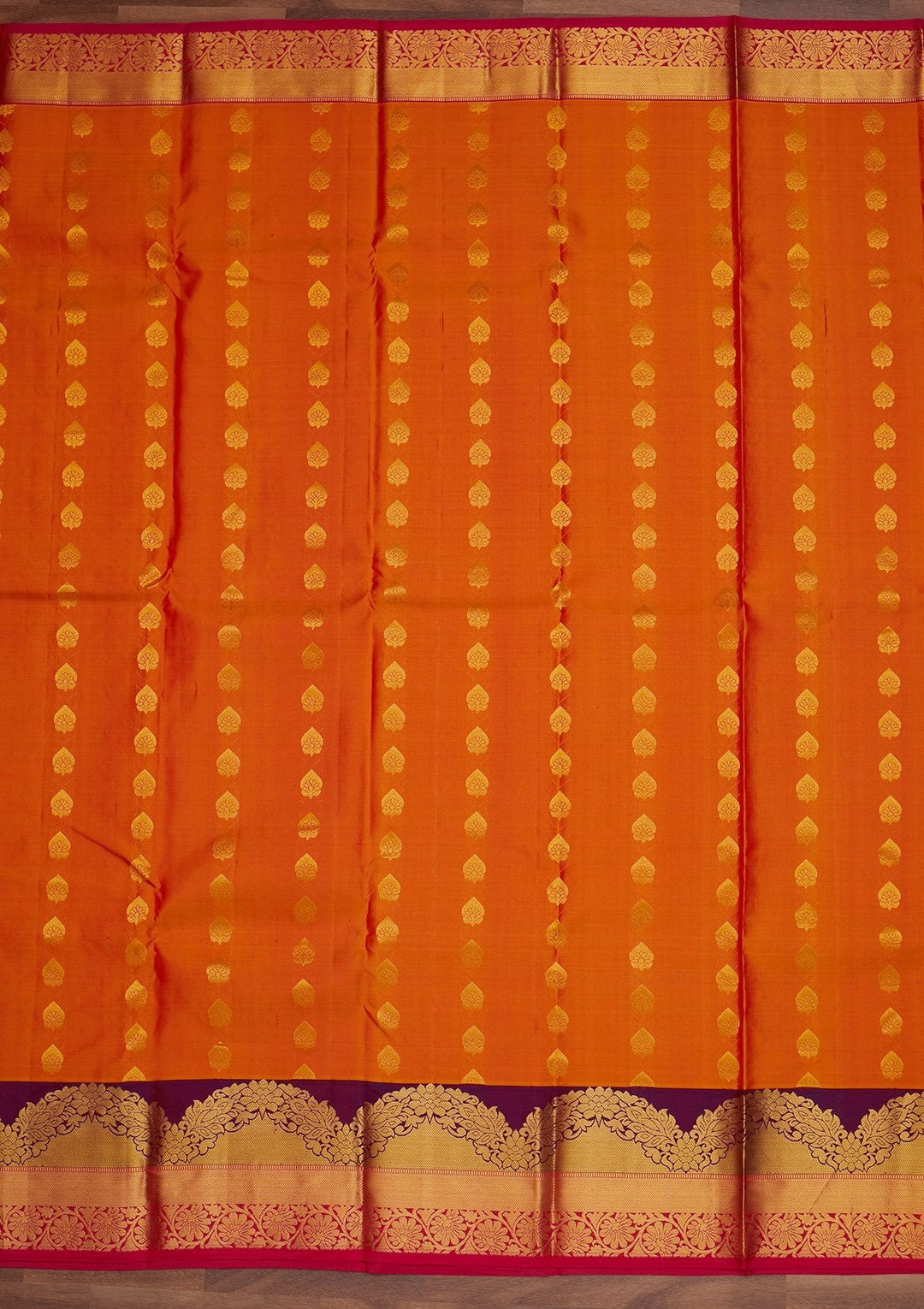 Orange Zariwork Pure Silk Designer Saree - Koskii