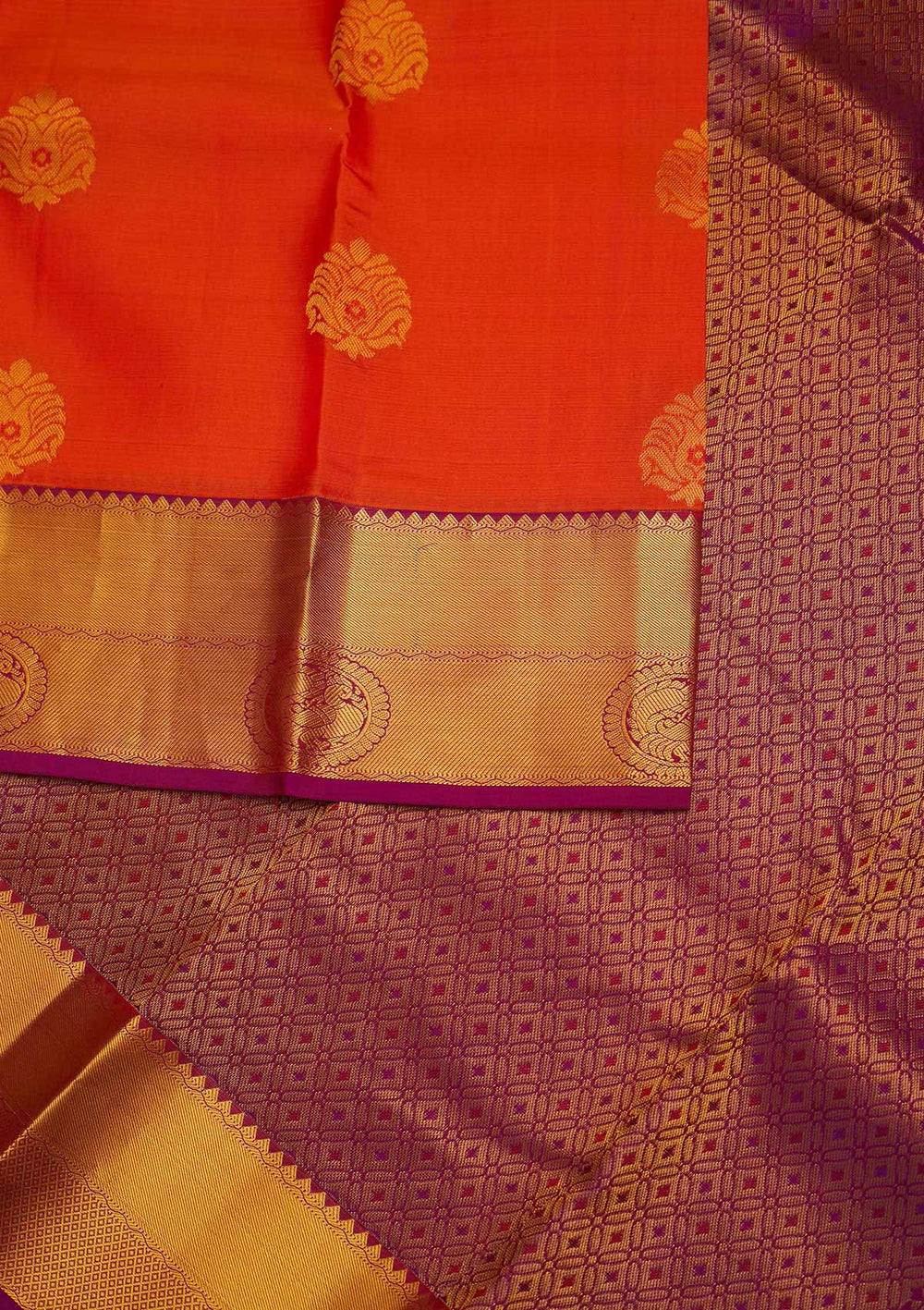 Orange Zariwork Pure Silk Designer Saree - Koskii