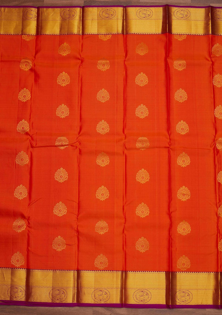 Orange Zariwork Pure Silk Designer Saree - Koskii