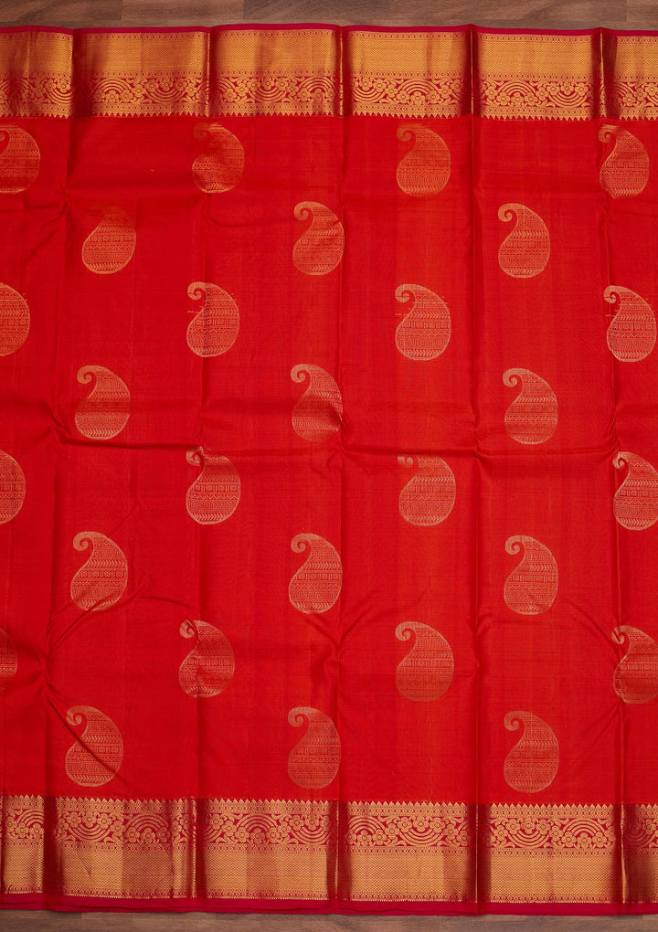 Orange Zariwork Pure Silk Designer Saree - Koskii