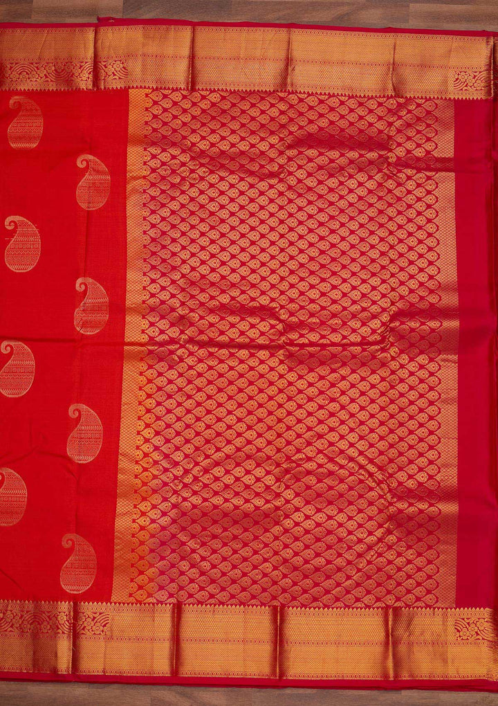 Orange Zariwork Pure Silk Designer Saree - Koskii