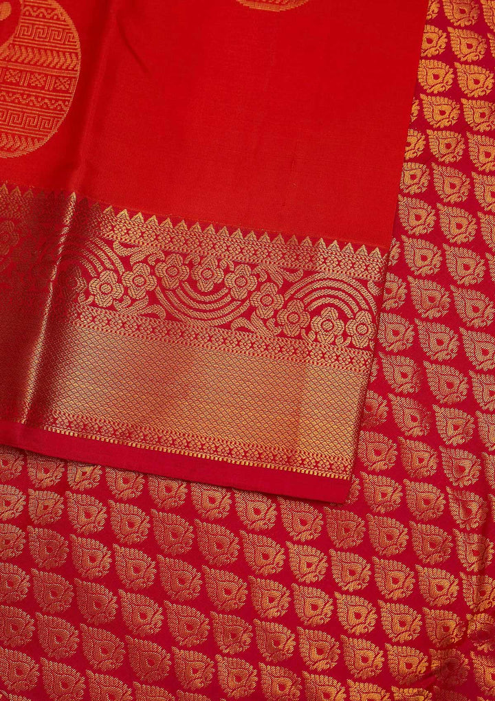 Orange Zariwork Pure Silk Designer Saree - Koskii