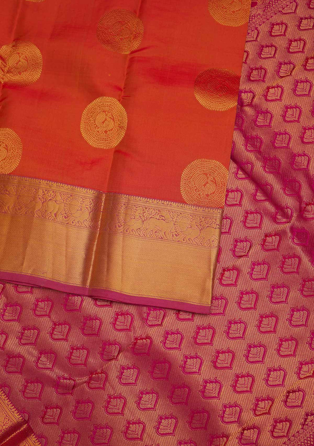 Orange Zariwork Pure Silk Designer Saree - Koskii