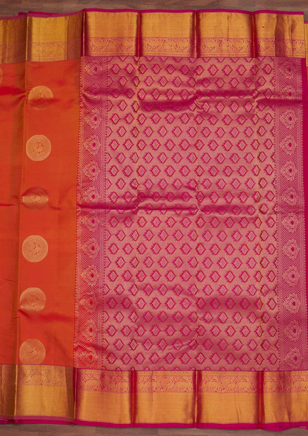 Orange Zariwork Pure Silk Designer Saree - Koskii