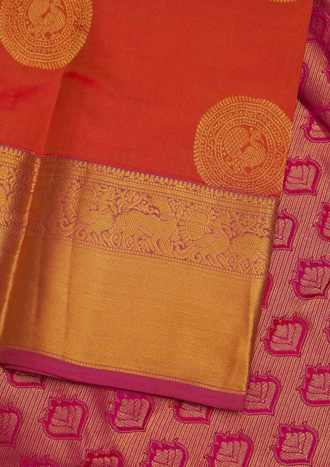 Orange Zariwork Pure Silk Designer Saree - Koskii