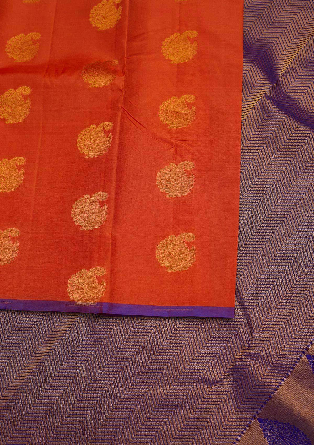 Orange Zariwork Pure Silk Designer Saree - Koskii