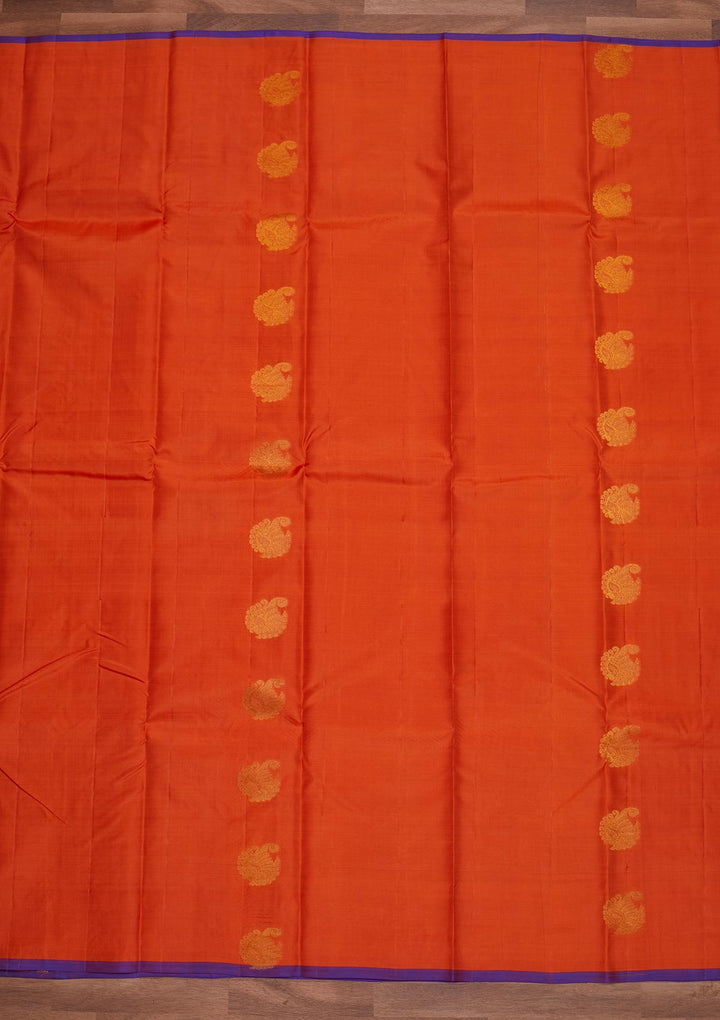 Orange Zariwork Pure Silk Designer Saree - Koskii