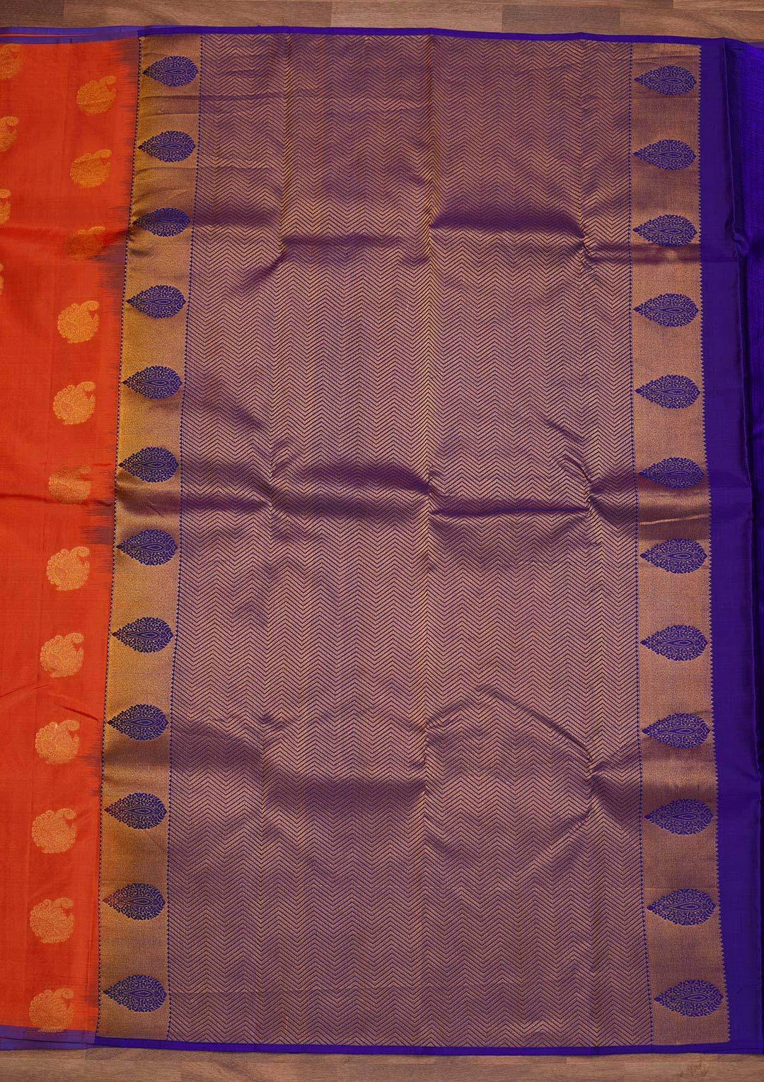 Orange Zariwork Pure Silk Designer Saree - Koskii