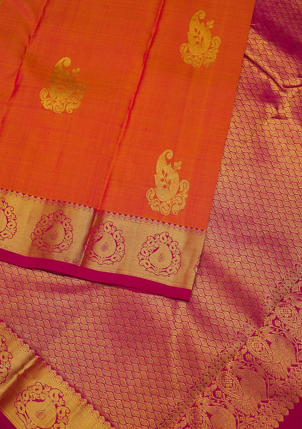 Orange Zariwork Pure Silk Designer Saree - Koskii