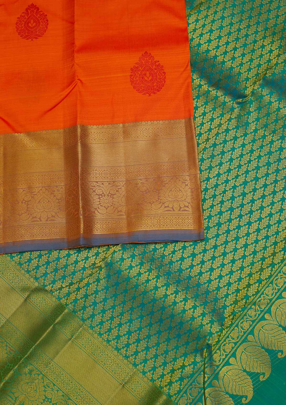 Orange Zariwork Pure Silk Designer Saree - Koskii