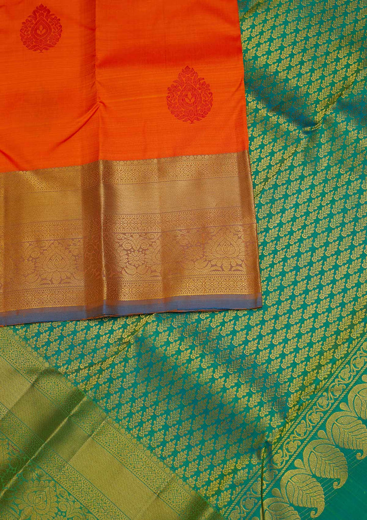 Orange Zariwork Pure Silk Designer Saree - Koskii