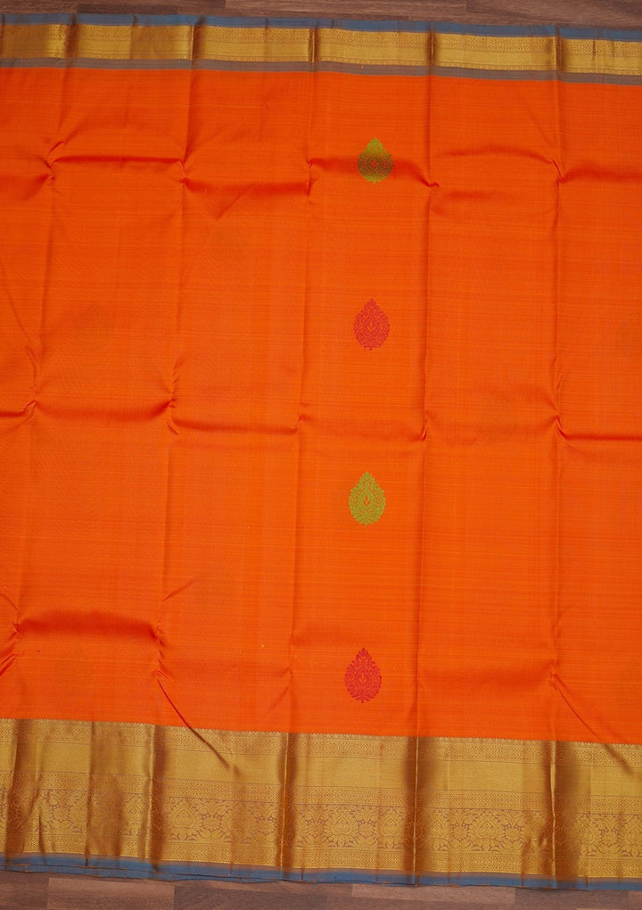 Orange Zariwork Pure Silk Designer Saree - Koskii