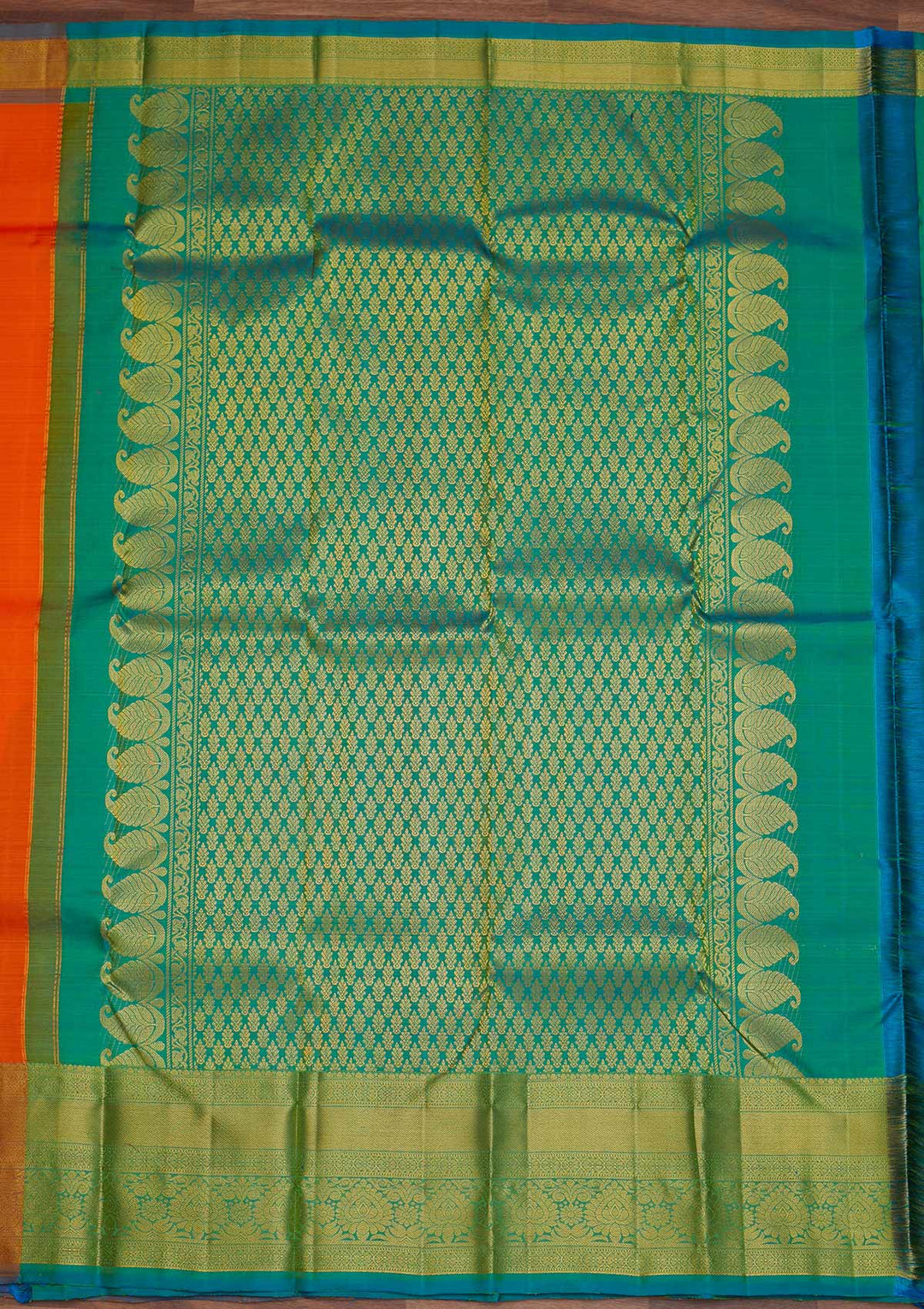 Orange Zariwork Pure Silk Designer Saree - Koskii