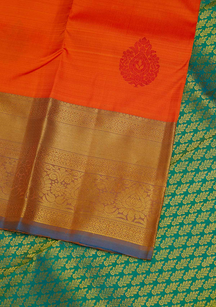 Orange Zariwork Pure Silk Designer Saree - Koskii