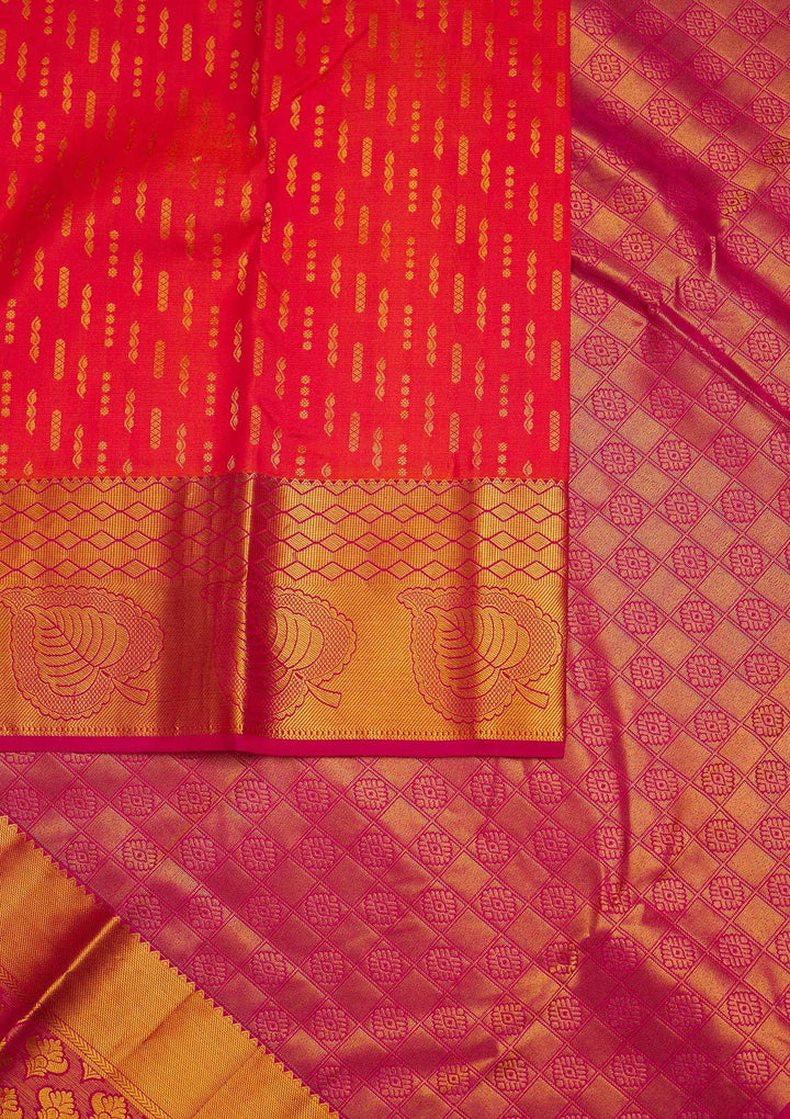 Orange Zariwork Pure Silk Designer Saree - Koskii